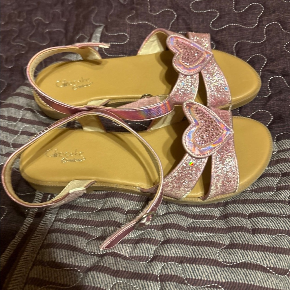 Sparkly Pink Heart Kids Sandals